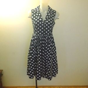 polka dot navy cotton dress
